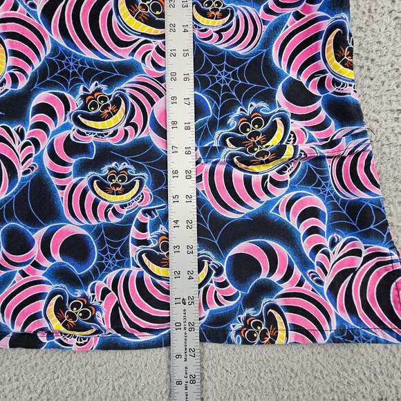 Disney Cheshire Cat Scrub Top XL Alice in Wonderland Glow Halloween Nurse Vet - Picture 4 of 6